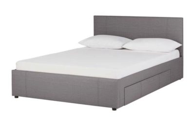 Hygena Beckett Kingsize 2 Drawer Bed Frame - Grey Fabric